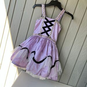 VTG 50s/60s Custom Sewn Lilac Satin Costume Dress w/ Shorts Rapunzel Style
